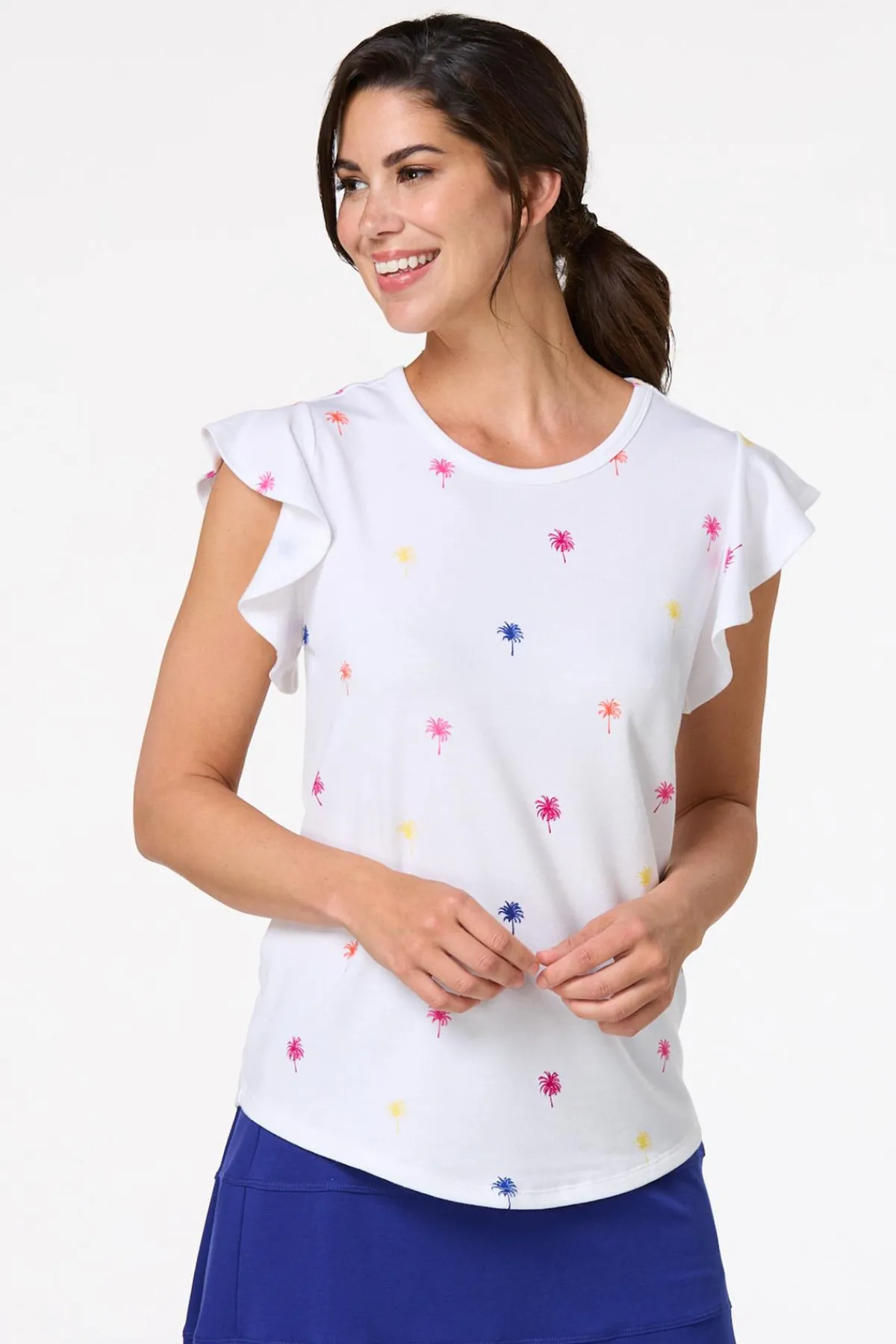 Cato Colorful Palm Tree Top> Athleisure|Tops