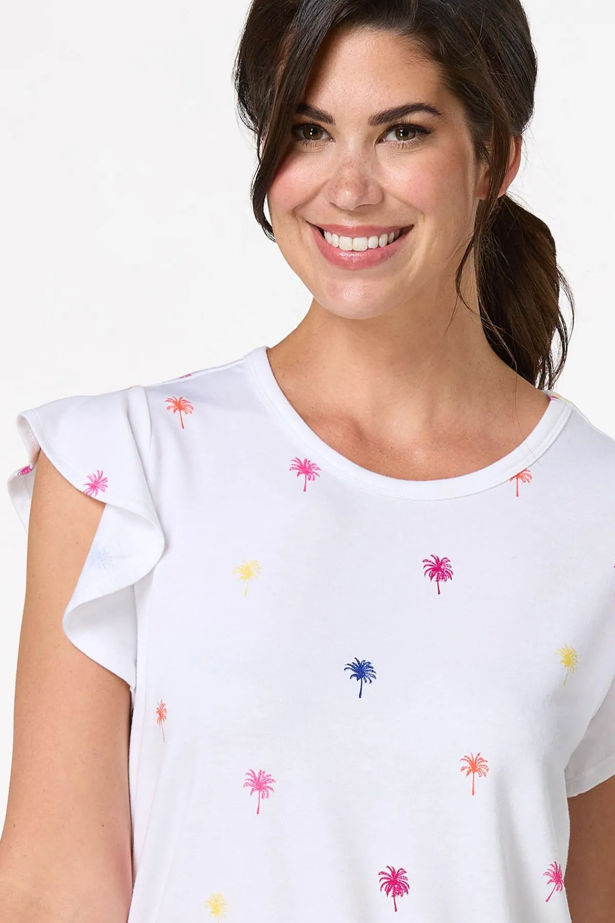Cato Colorful Palm Tree Top> Athleisure|Tops