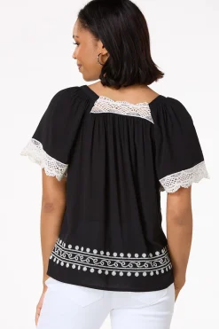 Cato Contrast Crochet Top> Tops