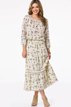 Cato Contrast Floral Eyelet Top><noscript><img width=