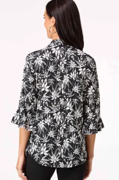 Cato Contrast Floral Flutter Sleeve Shirt> Tops