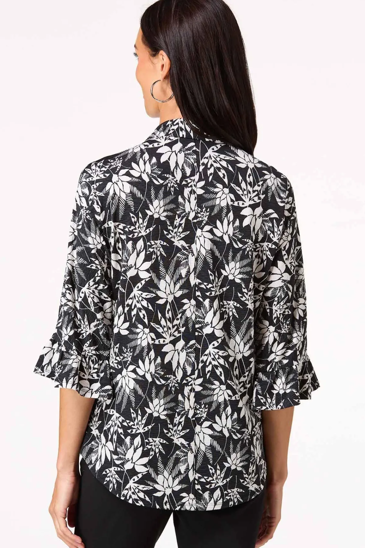 Cato Contrast Floral Flutter Sleeve Shirt> Tops