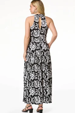 Cato Contrast Floral Halter Dress> Dresses