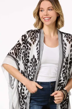 Cato Contrast Print Kimono><noscript><img width=
