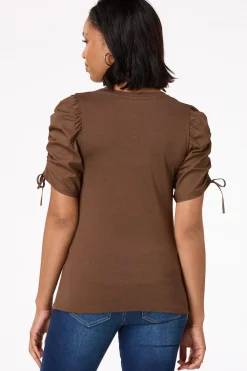 Cato Contrast Ruched Sleeve Top><noscript><img width=