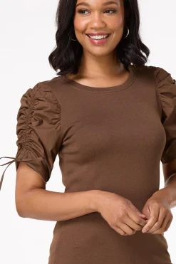 Cato Contrast Ruched Sleeve Top><noscript><img width=