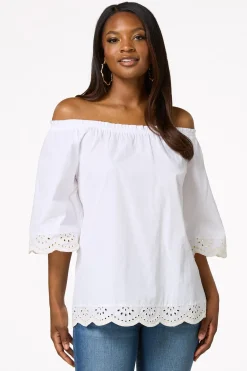 Cato Convertible Eyelet Trim Top> Tops