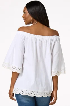 Cato Convertible Eyelet Trim Top> Tops