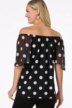 Cato Convertible Polk Dot Top> Tops
