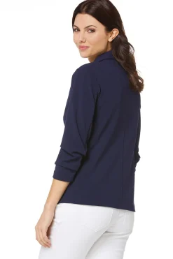 Cato Crepe Ruched Sleeve Blazer><noscript><img width=