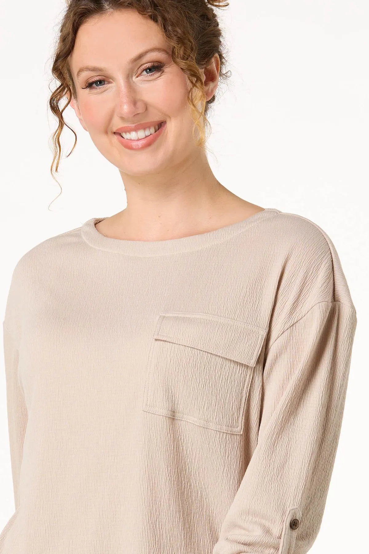 Cato Crinkle Texture Top> Athleisure|Tops