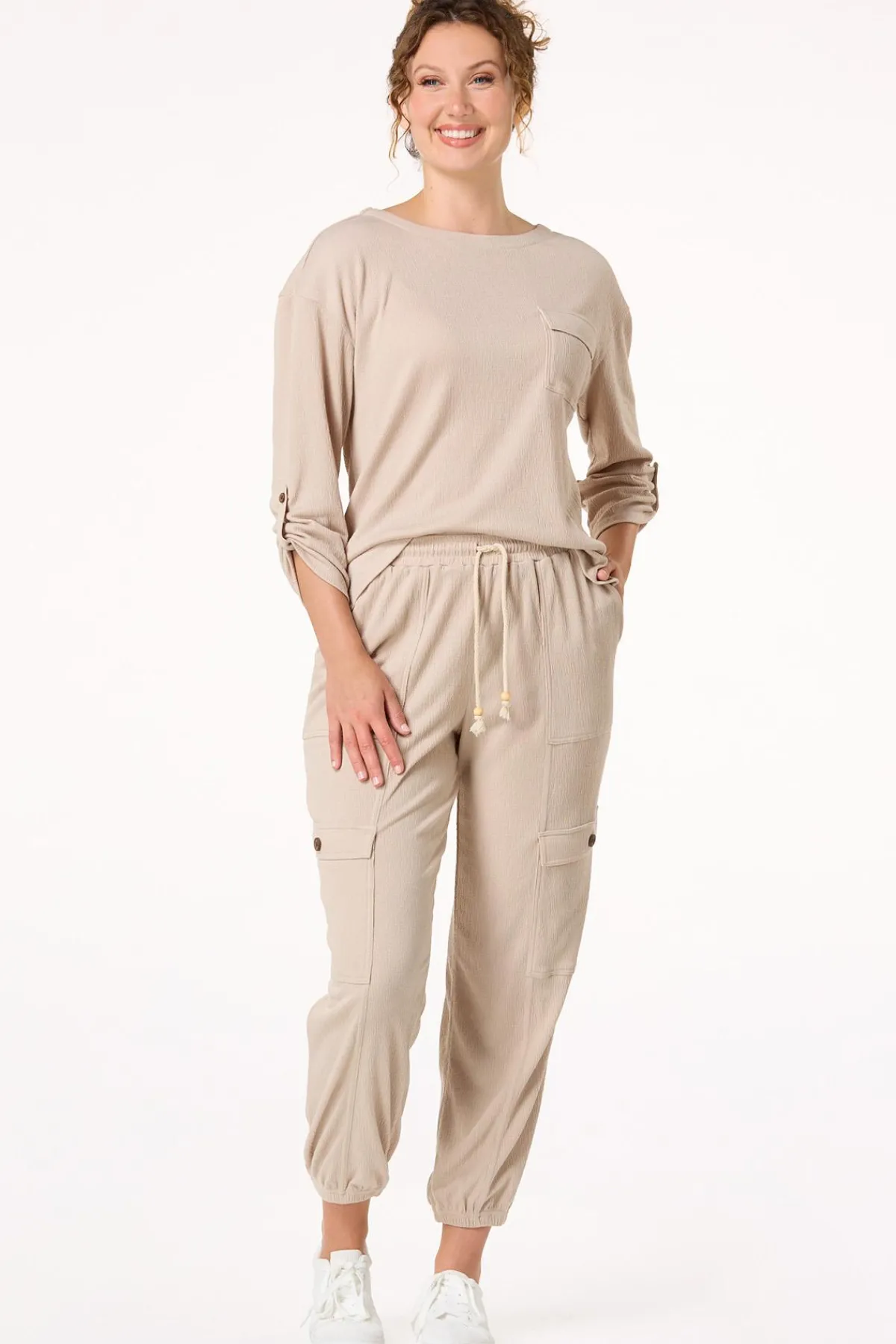 Cato Crinkle Texture Top> Athleisure|Tops