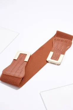 Cato Croc Faux Leather Buckle Stretch Belt><noscript><img width=