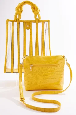 Cato Croc Trim Lucite Tote Set> Handbags