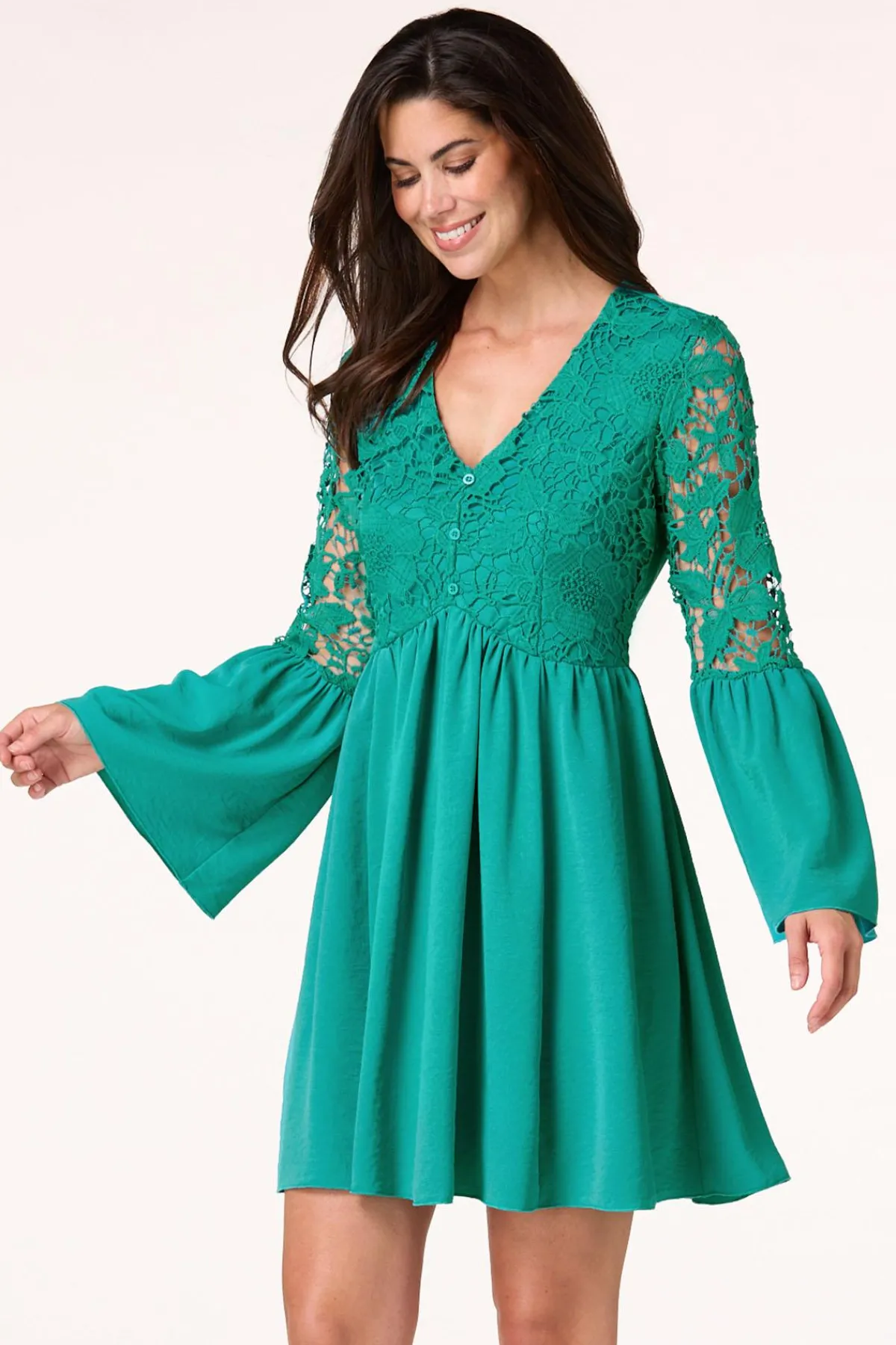 Cato Crochet Bell Sleeve Dress> Dresses