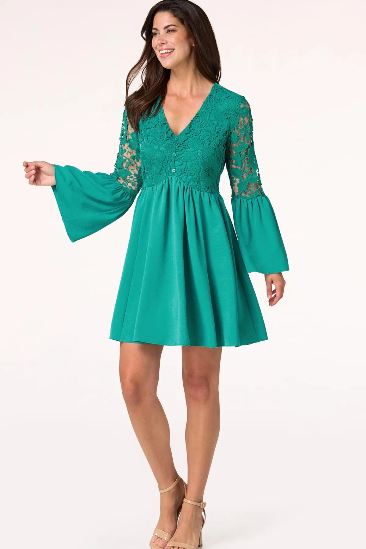 Cato Crochet Bell Sleeve Dress> Dresses
