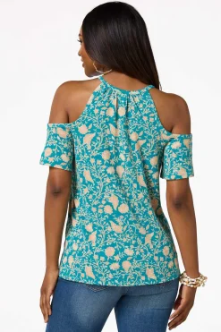 Cato Crochet Cold Shoulder Top> Tops