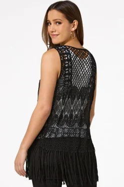 Cato Crochet Fringe Trim Vest> Tops