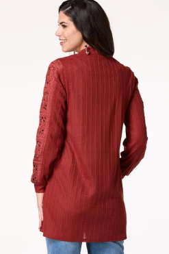 Cato Crochet Sleeve Cardigan> Tops