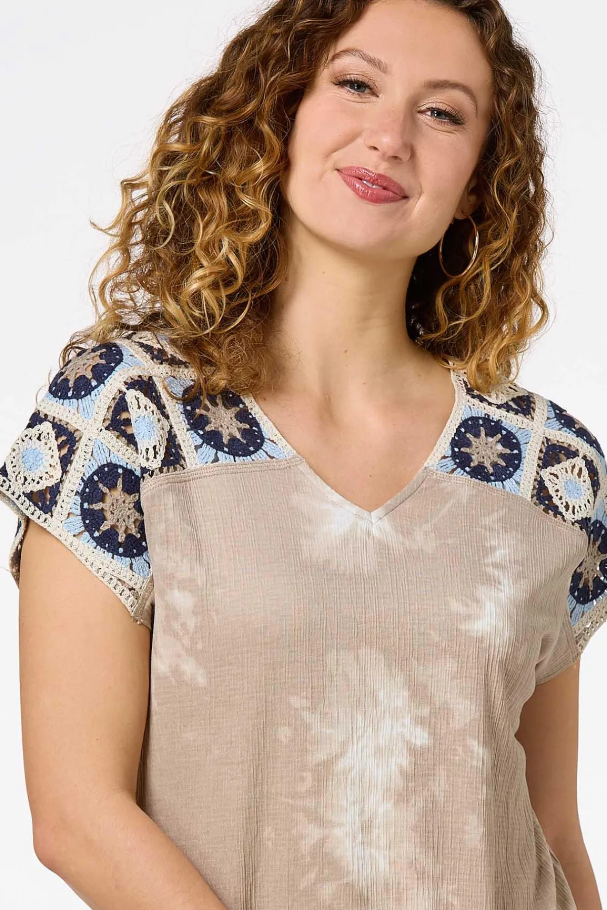 Cato Crochet Tie Dye Top> Tops