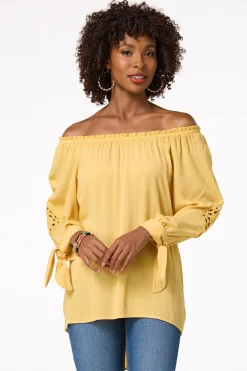 Cato Crochet Tie Sleeve Top> Tops