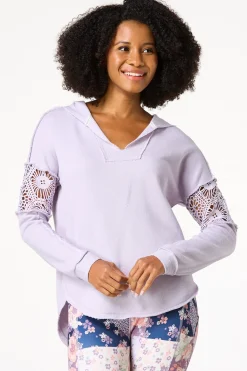 Cato Crochet Trim French Terry Hoodie> Athleisure|Tops