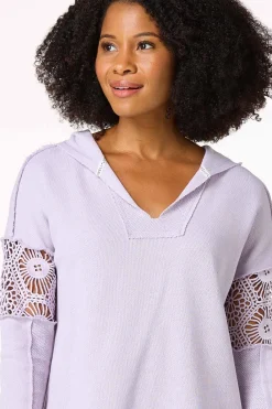 Cato Crochet Trim French Terry Hoodie><noscript><img width=