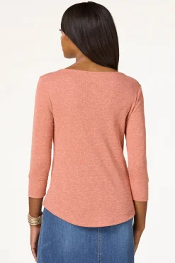 Cato Crochet V- Neck Henley><noscript><img width=