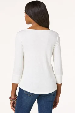 Cato Crochet V- Neck Henley><noscript><img width=