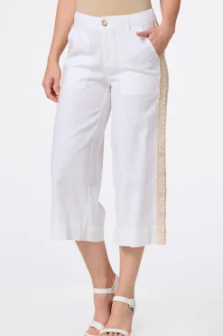 Cato Cropped Crochet Panel Linen Pants> Pants