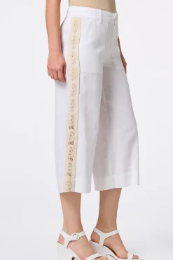 Cato Cropped Crochet Panel Linen Pants><noscript><img width=