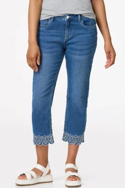 Cato Cropped Embroidered Trim Jeans> Jeans
