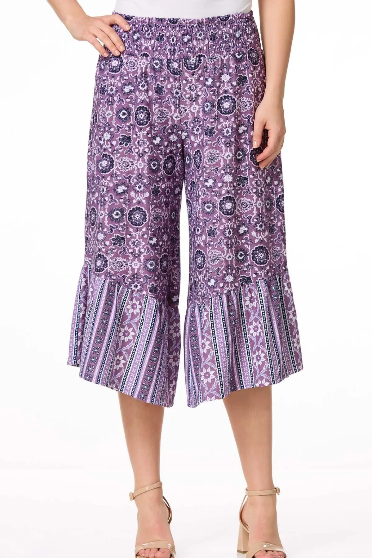 Cato Cropped Grape Floral Pants> Pants