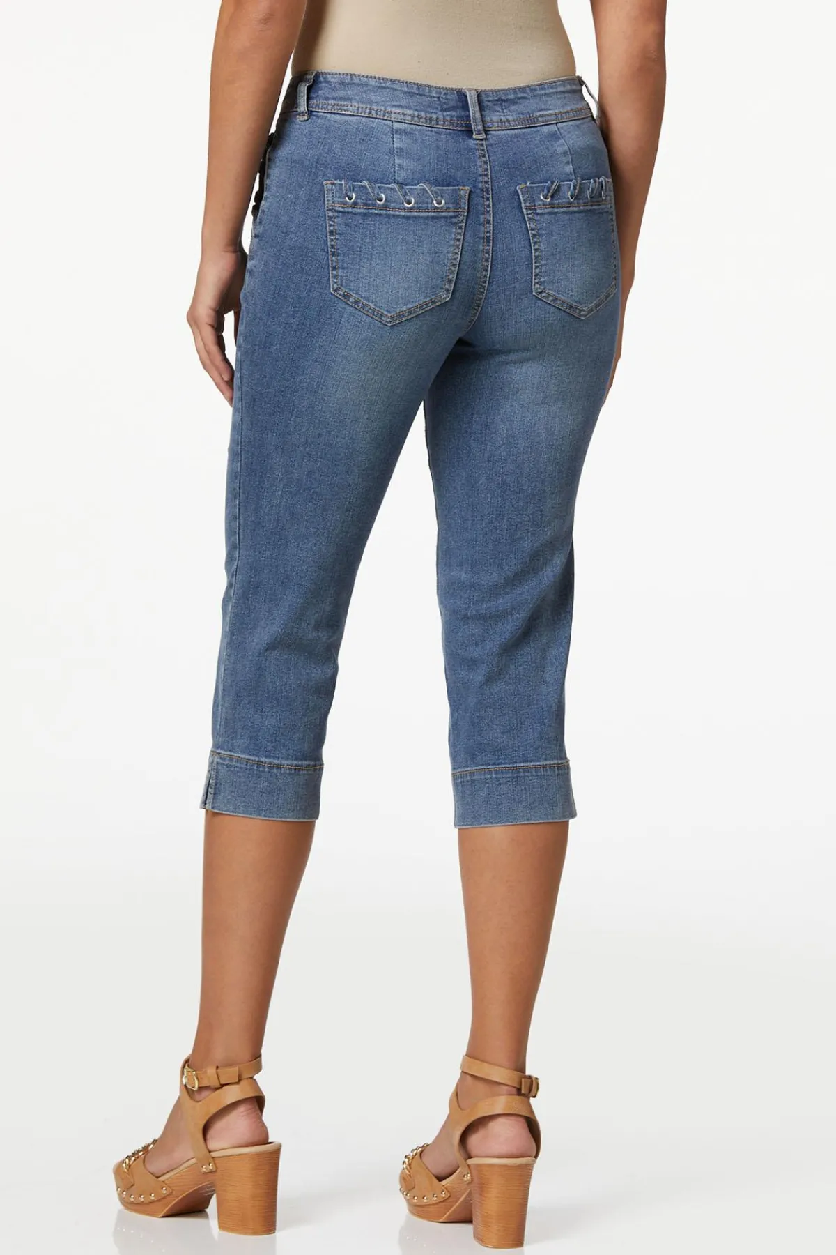 Cato Cropped Lace Up Pocket Jeans> Jeans
