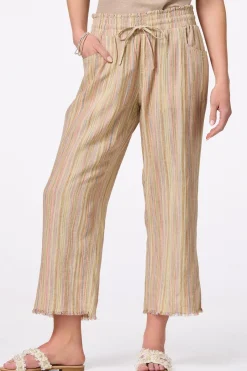 Cato Cropped Stripe Linen Pants> Pants