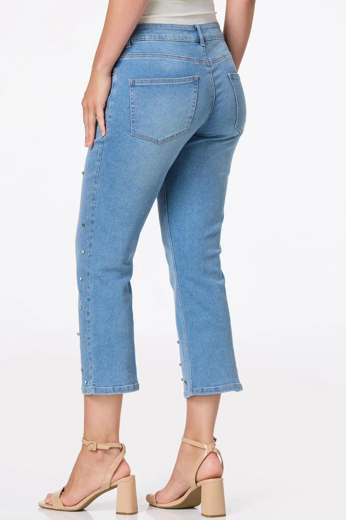 Cato Cropped Rhinestone Jeans> Jeans