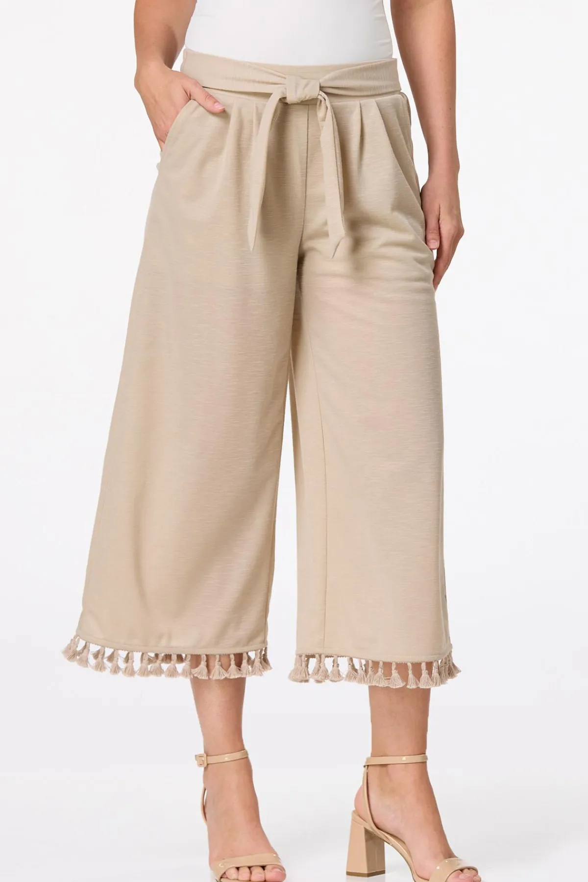 Cato Cropped Tasseled Wide Leg Pants> Pants