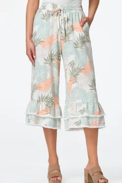 Cato Cropped Tropical Ruffled Pants> Pants