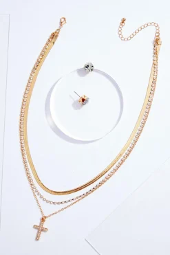 Cato Cross Charm Delicate Layer Necklace Set> Inspirational|Sets