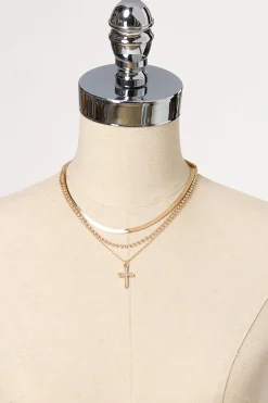 Cato Cross Charm Delicate Layer Necklace Set> Inspirational|Sets
