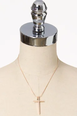 Cato Cubic Zirconia Cross Pendant Necklace> Inspirational|Necklaces