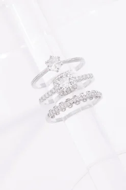 Cato Cubic Zirconia Silver Ring Set> Rings