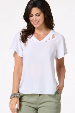 Cato Cutout Chiffon Top><noscript><img width=