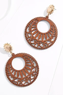 Cato Cutout Wood Circle Earrings> Earrings