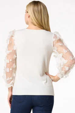 Cato 3d Floral Sleeve Top> Tops