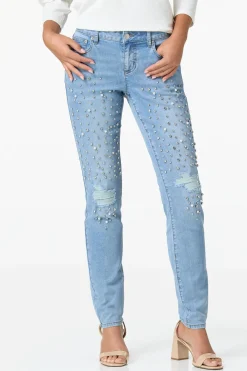 Cato Distressed Rhinestone Jeans> Jeans