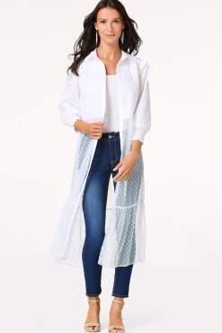 Cato Dotted Mesh Poplin Duster> Tops