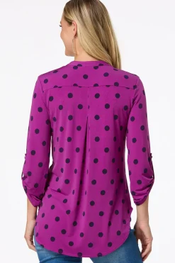 Cato Dotted Scrunch Sleeve Top> Tops
