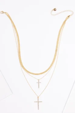 Cato Double Cross Layered Necklace> Inspirational|Necklaces
