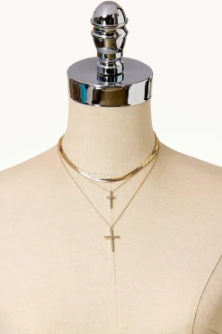 Cato Double Cross Layered Necklace> Inspirational|Necklaces